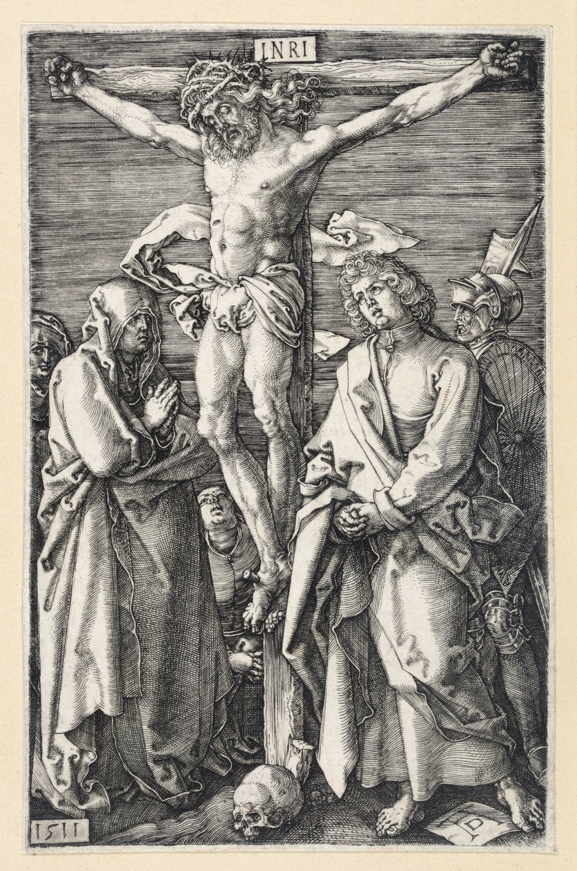 Kristus på korset mellan Maria och Johannes (Graverad passionssvit) av Albrecht Dürer