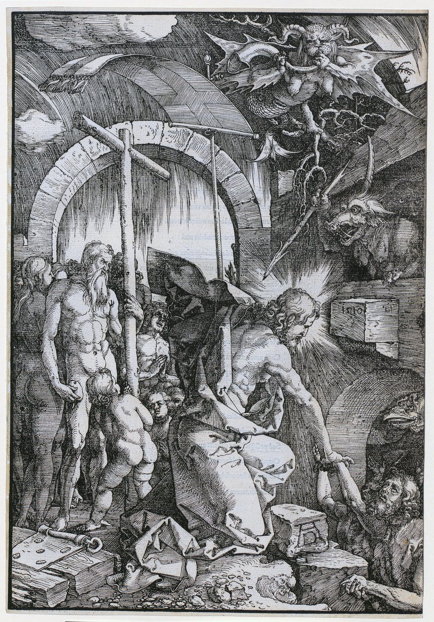 Kristus i förhelvetet, blad 11 i serien ”Den stora passion” av Albrecht Dürer