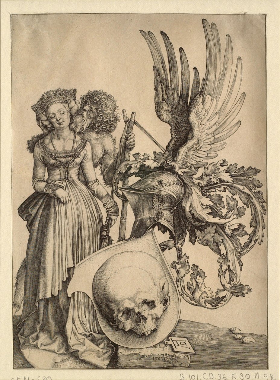 Vapensköld med en dödskalle av Albrecht Dürer