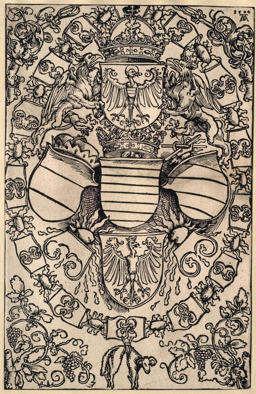Maximilians vapensköld som romarnas kung av Albrecht Dürer