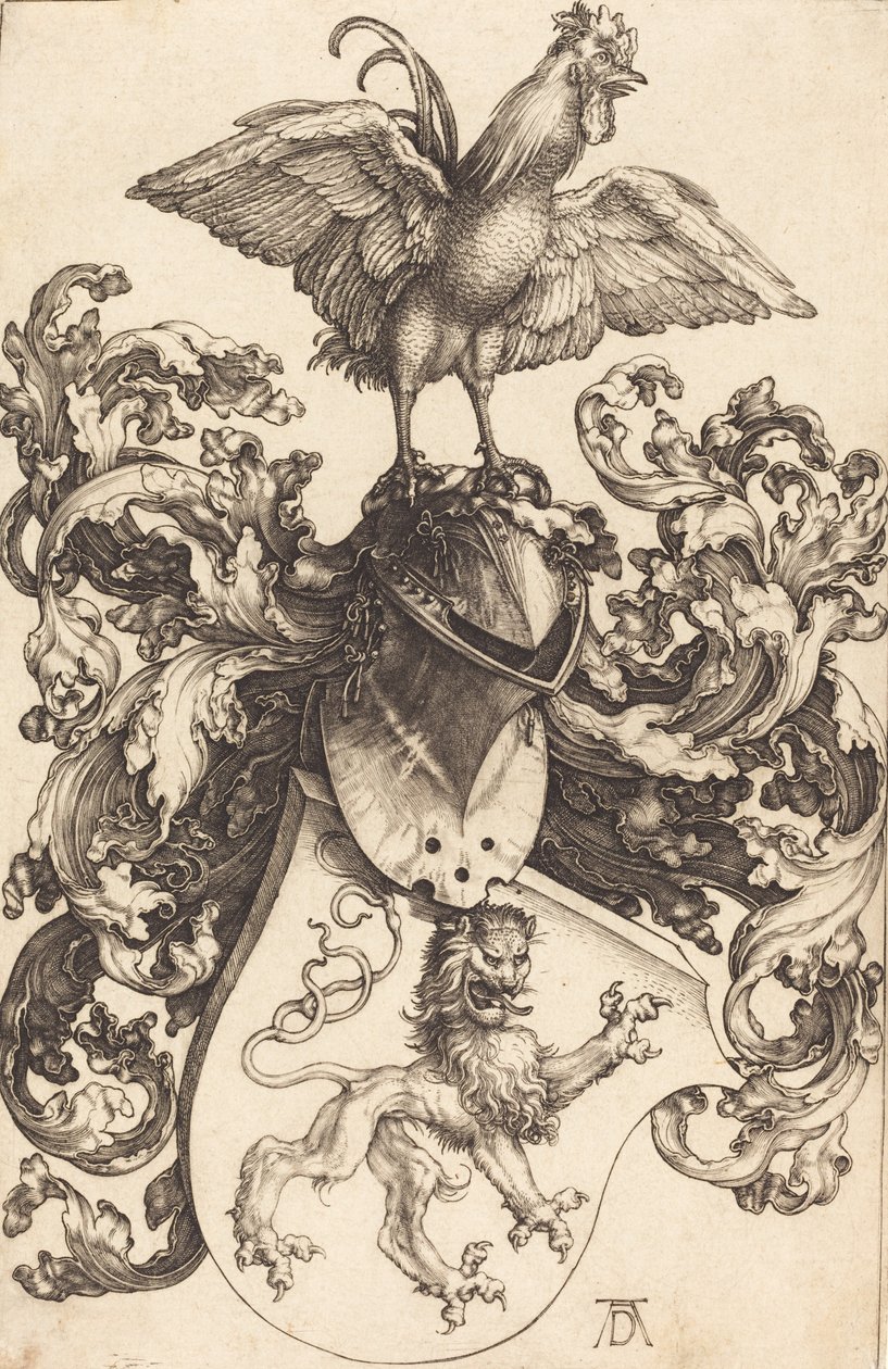 Vapensköld med ett lejon och en kuk, 15021503. av Albrecht Dürer