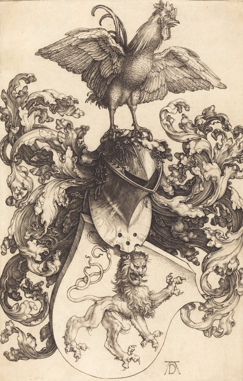 Vapensköld med ett lejon och en kuk, 15021503. av Albrecht Dürer