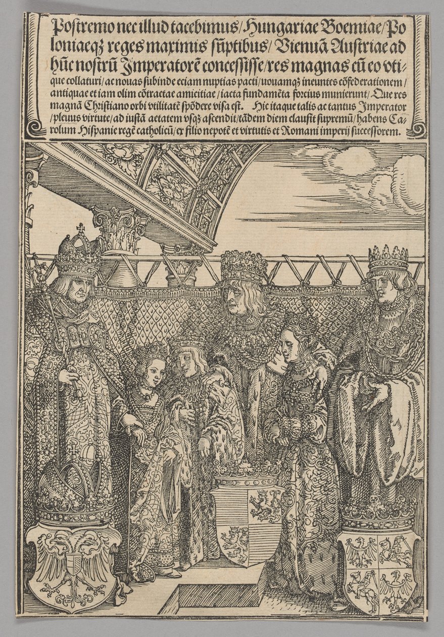 Kongress och dubbel trolovning i Wien, skylt 23 från historiska scener ur kejsar Maximilian I:s liv från triumfbågen av Albrecht Dürer