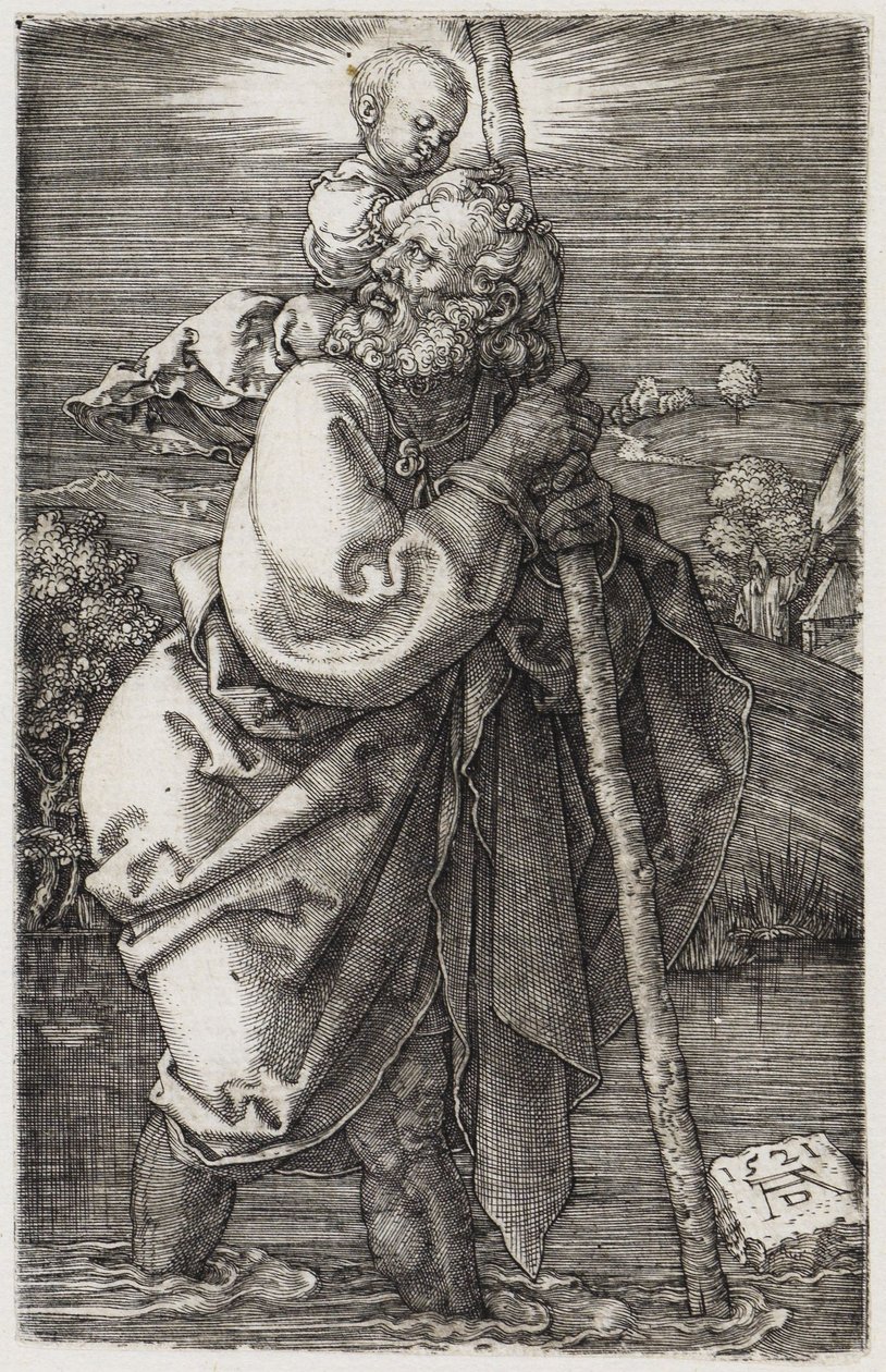Den helige Kristoffer med huvudet vänt bakåt av Albrecht Dürer