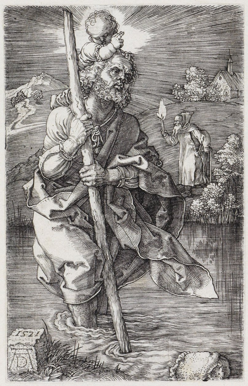 Den helige Kristoffer, blickande åt höger av Albrecht Dürer
