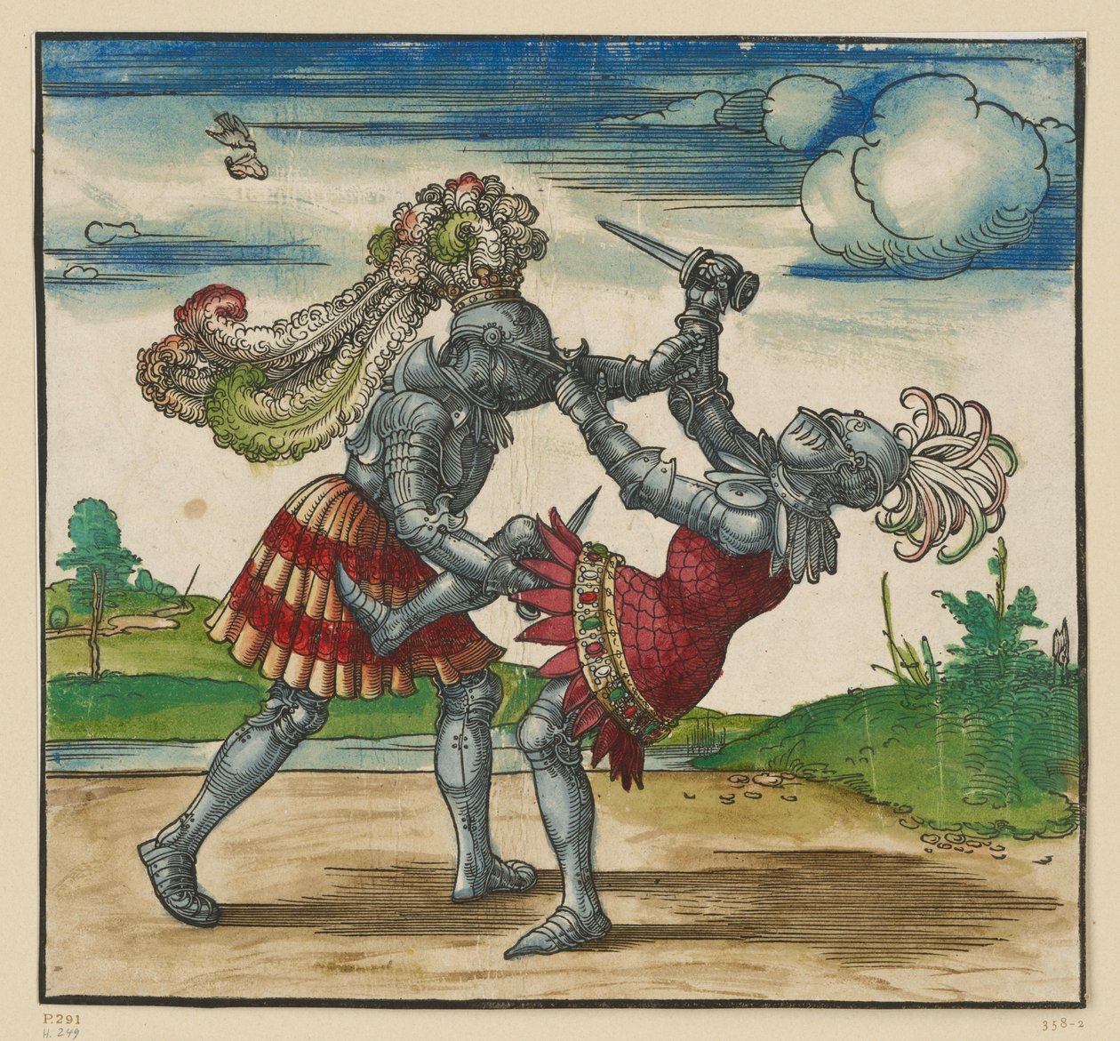 Duellen till fots (Freydal-träsnitt) av Albrecht Dürer