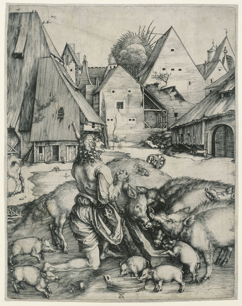 Den förlorade sonen vaktar svinen av Albrecht Dürer