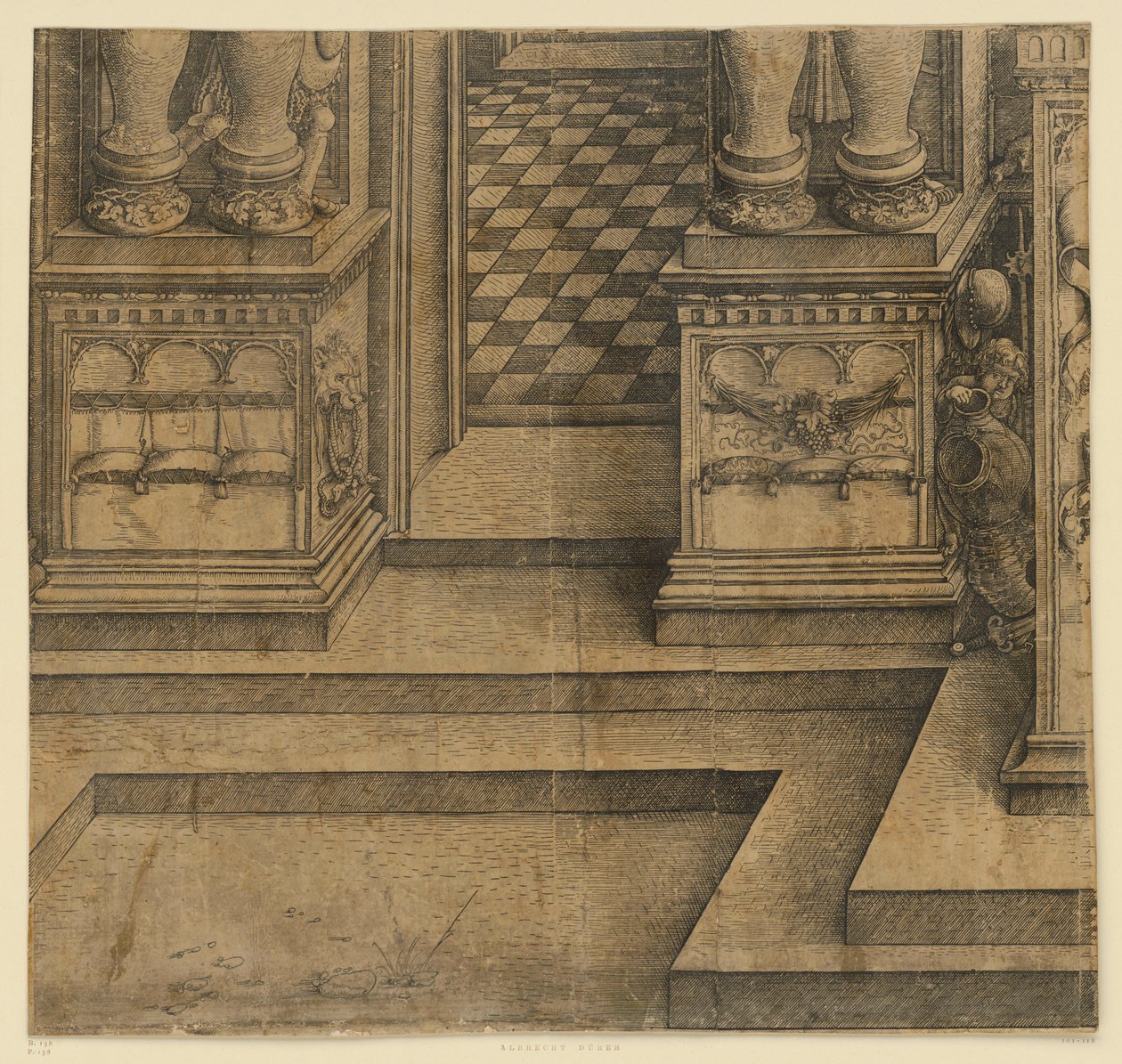 Kejsar Maximilian I:s triumfbåge (10): Socklarna till den vänstra portalen av Albrecht Dürer