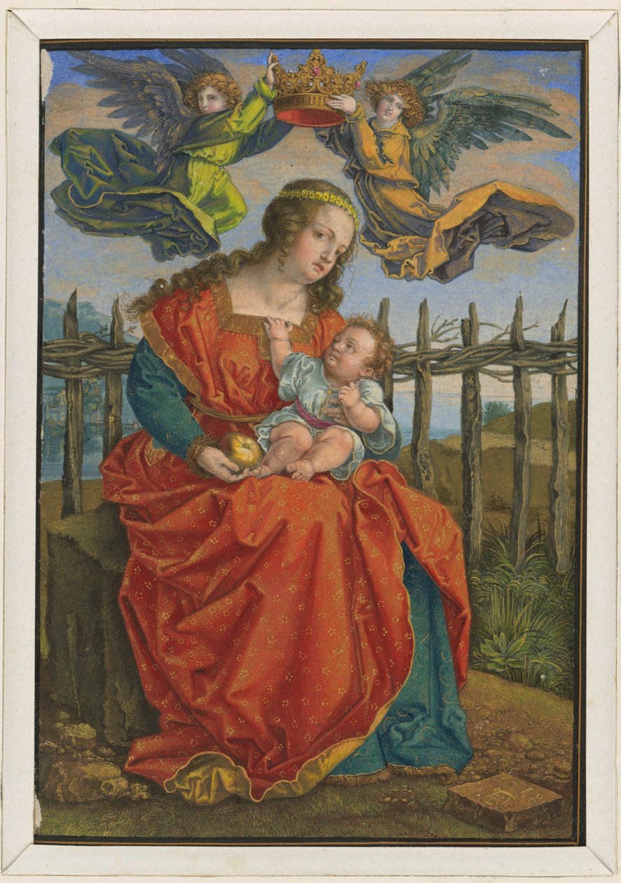 Jungfrun krönt av två änglar av Albrecht Dürer