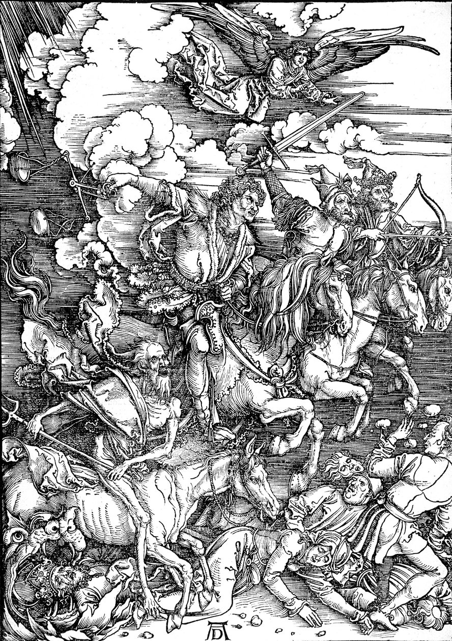 Johannes uppenbarelse: 4. Apokalypsens fyra ryttare av Albrecht Dürer