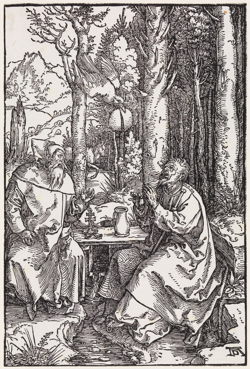 De heliga eremiterna Antonius och Paulus av Albrecht Dürer