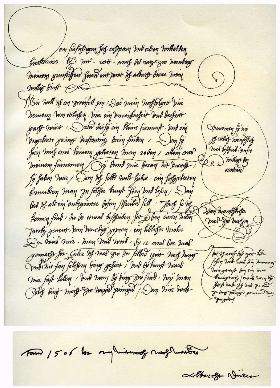 Utkast till Albrecht Durers dedikation till Willibald Pirckheimer, c1523 av Albrecht Dürer