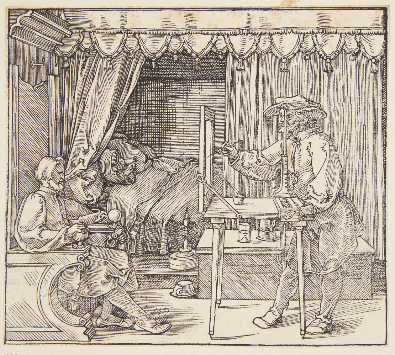 Ritare som ritar ett porträtt av Albrecht Dürer