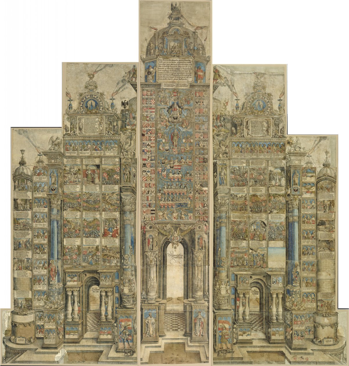 Triumfbåge för kejsar Maximilian I, helhetsvy av Albrecht Dürer