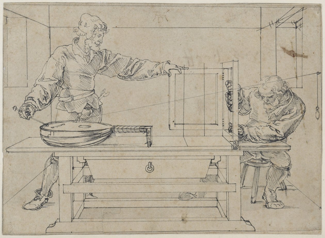 En man som siktar på en luta av Albrecht Dürer
