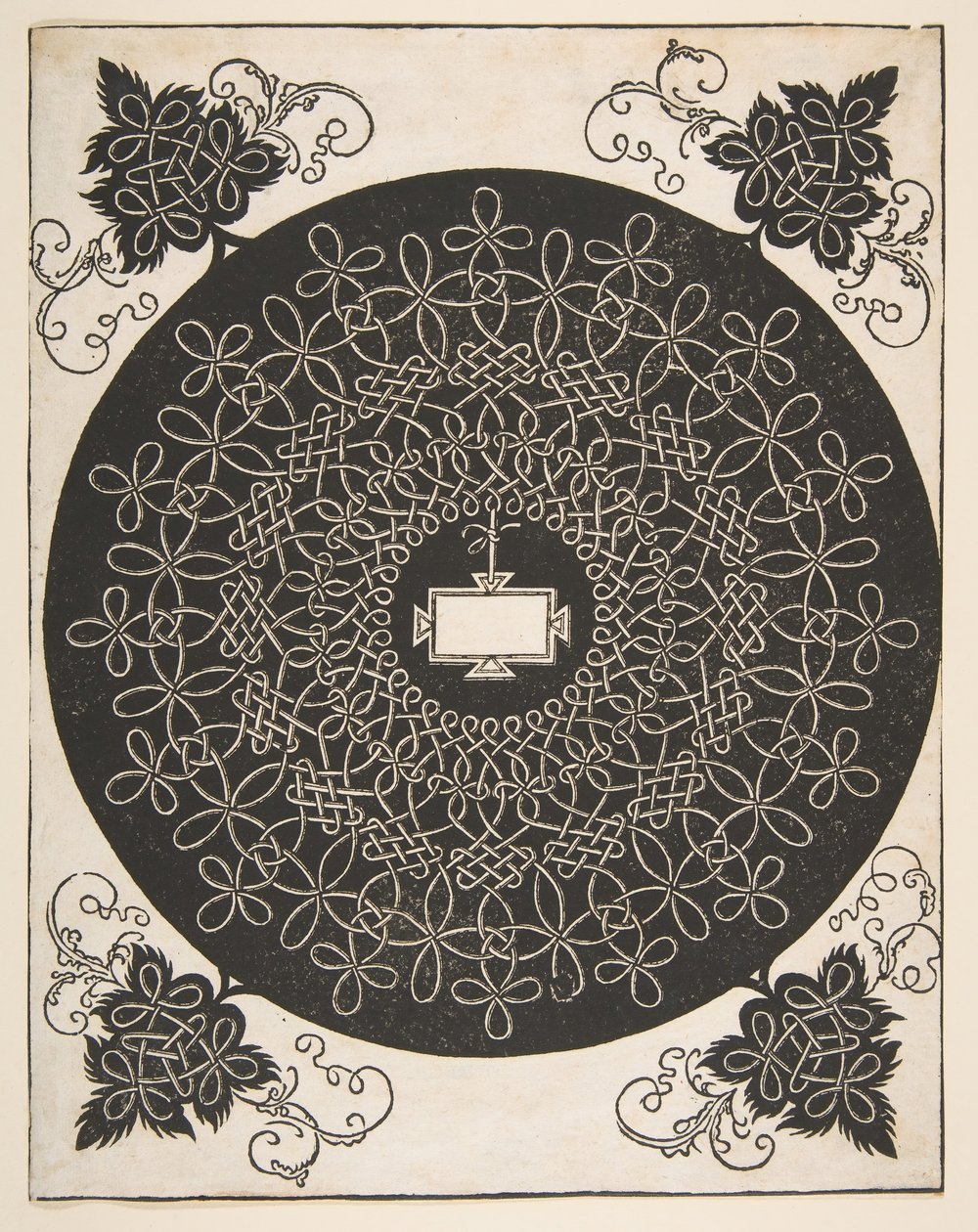 Broderimönster med en avlång panel i mitten, 1521 före. av Albrecht Dürer