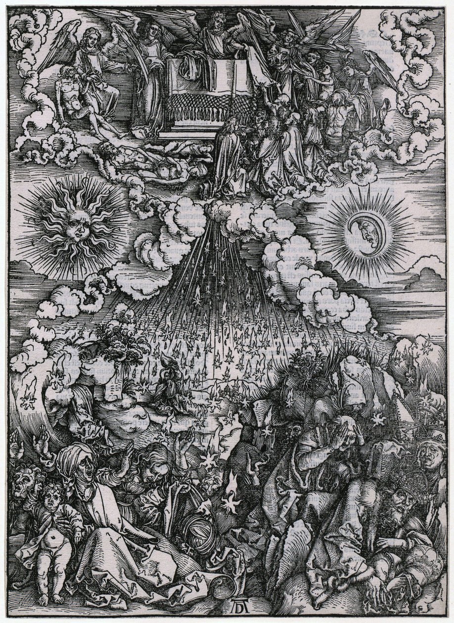 Öppnandet av det femte och sjätte sigillet, figur IV, blad 6 ur serien ”Apokalypsen” av Albrecht Dürer