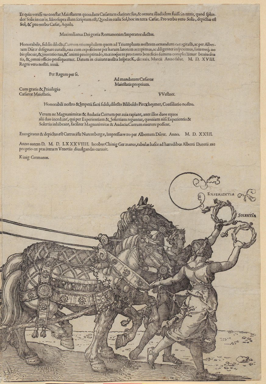Experientia, blad 8 i serien ”Den stora triumfvagnen” av Albrecht Dürer