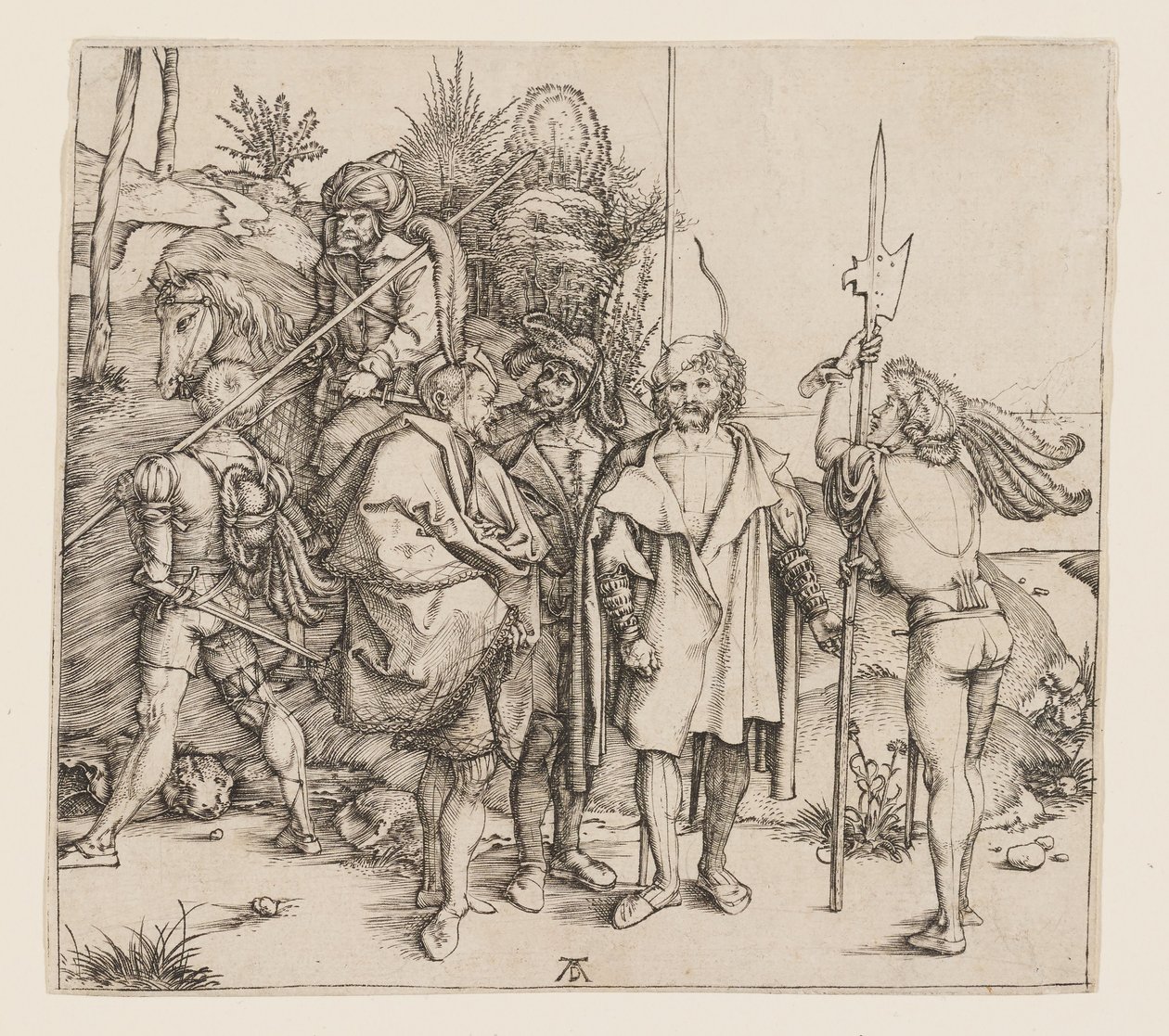 Fem fotsoldater och en ridande turk av Albrecht Dürer