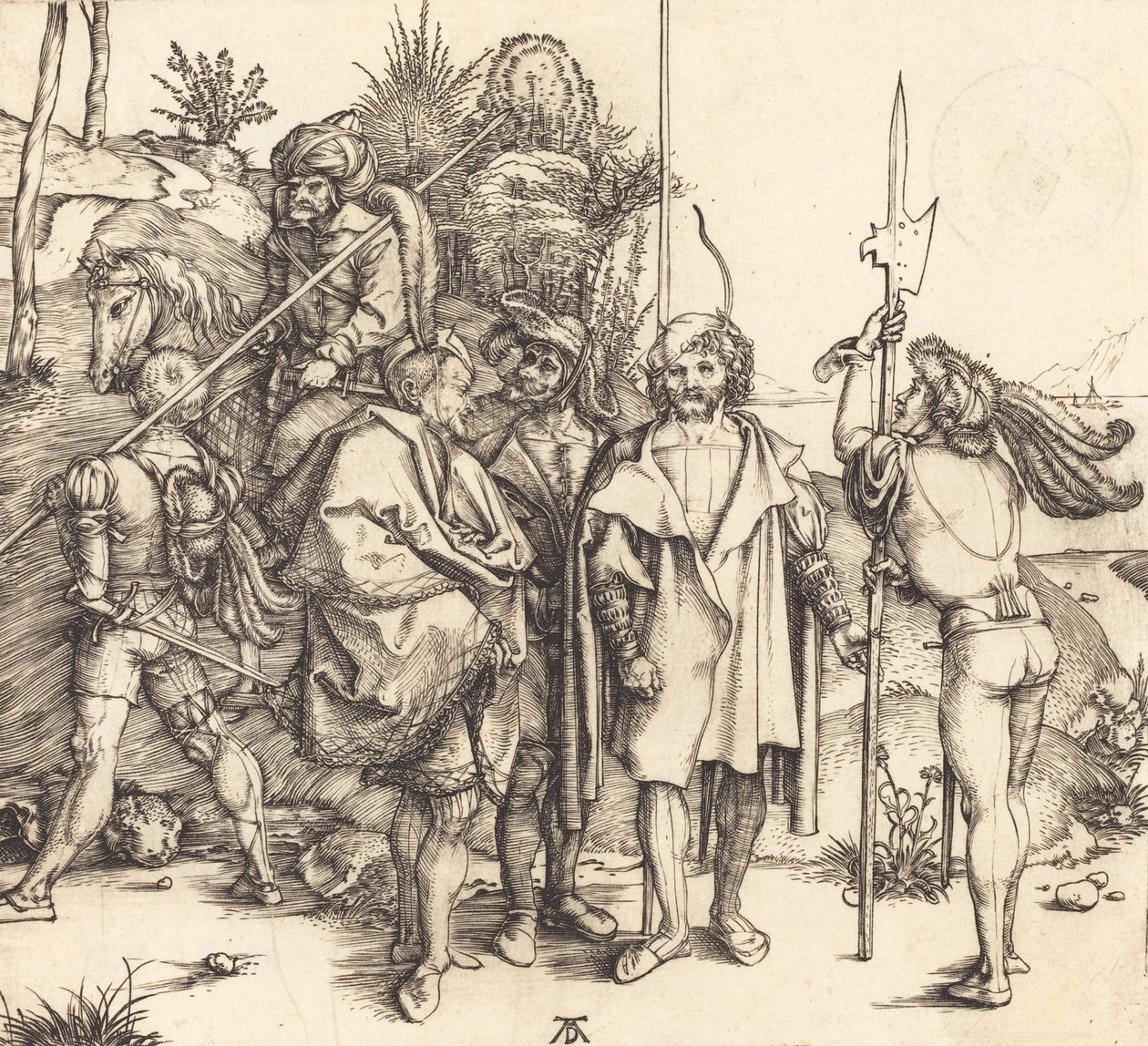 Fem soldater och en turk till häst, 14951496. av Albrecht Dürer