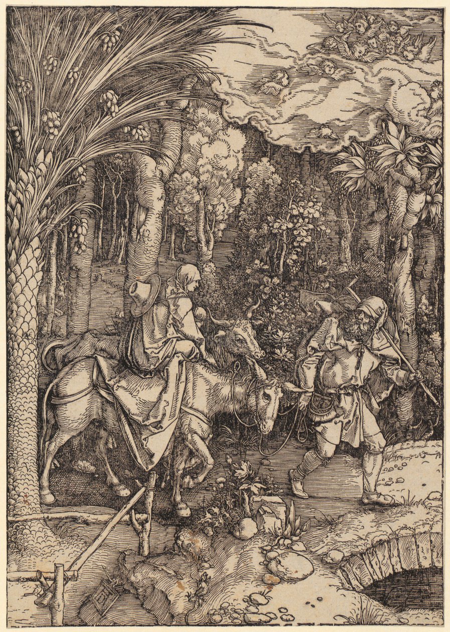 Flykten till Egypten, blad 14 i serien ”Marias liv” av Albrecht Dürer