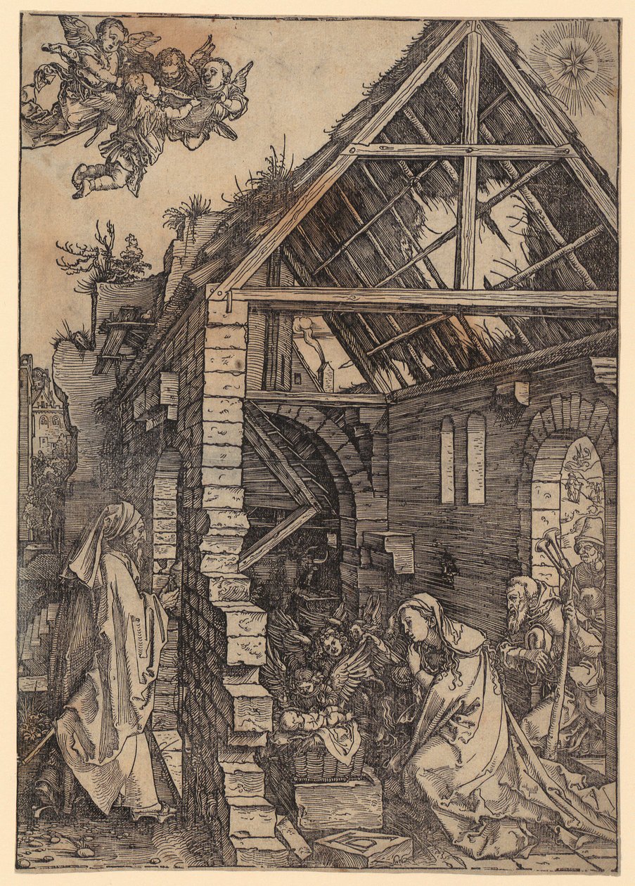 Kristi födelse, blad 10 i serien "Jungfru Marias liv" av Albrecht Dürer