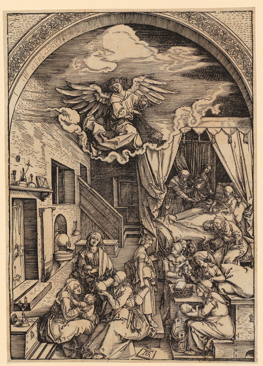 Marias födelse, blad 5 i serien ”Marias liv” av Albrecht Dürer