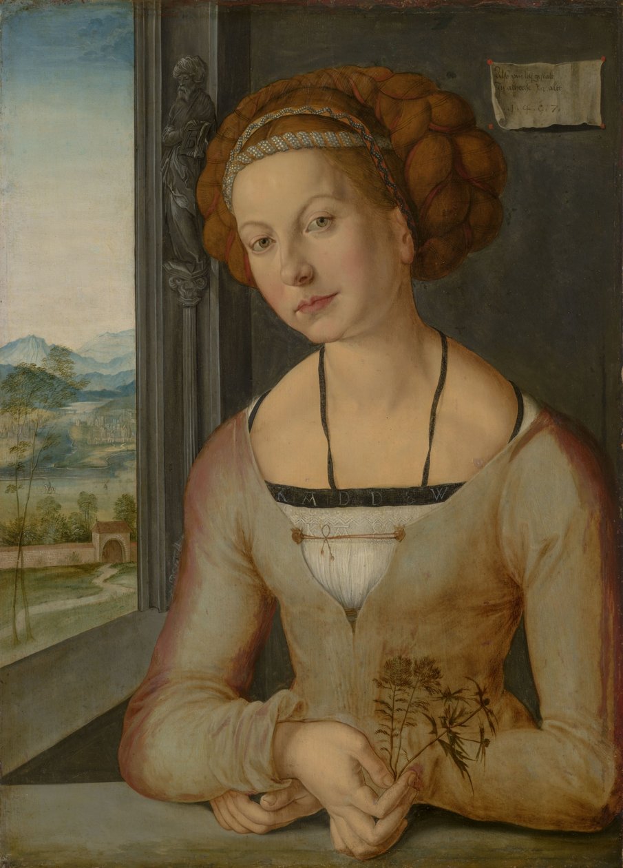 Tyska: Porträtt av den så kallade Fürlegerin med flätat hår Porträtt av Katharina Frey eller Fürleger av Albrecht Dürer