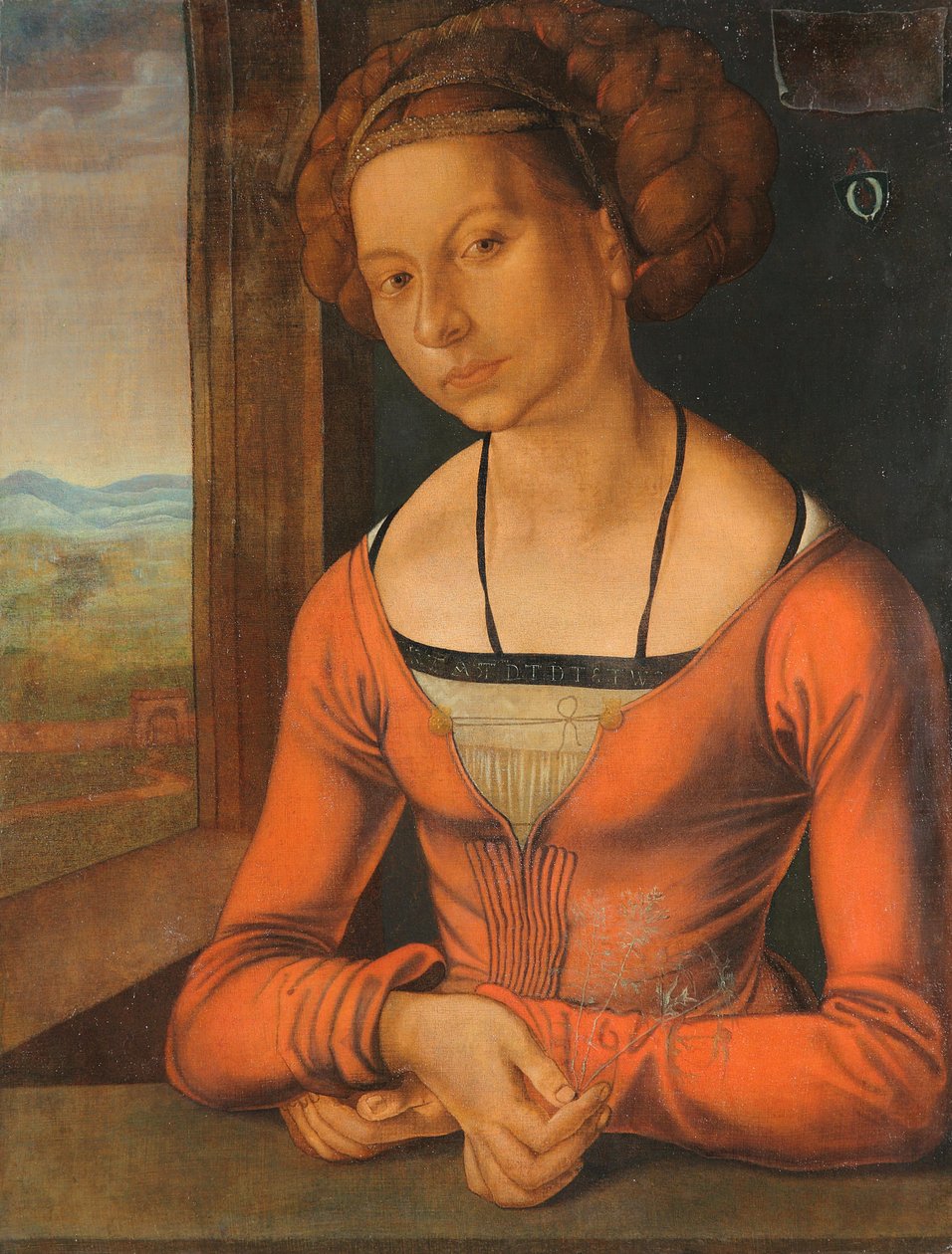 Tyska: Bildnis einer Frau Fürleger mit geflochtenem Haar Porträtt av en ung kvinna med flätat hår av Albrecht Dürer