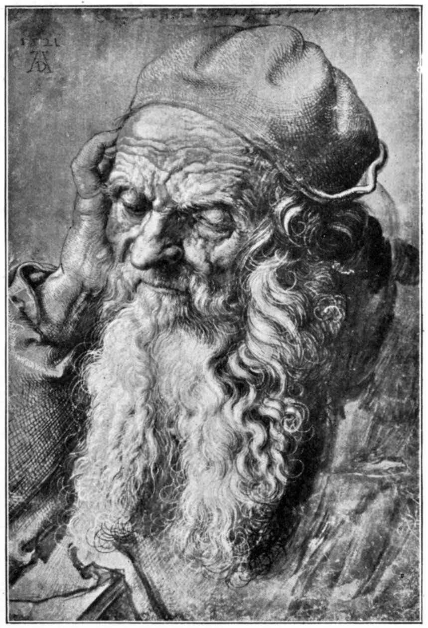 Head of Old Man, sent 1400-tidigt 1500-tal, 1912. av Albrecht Dürer