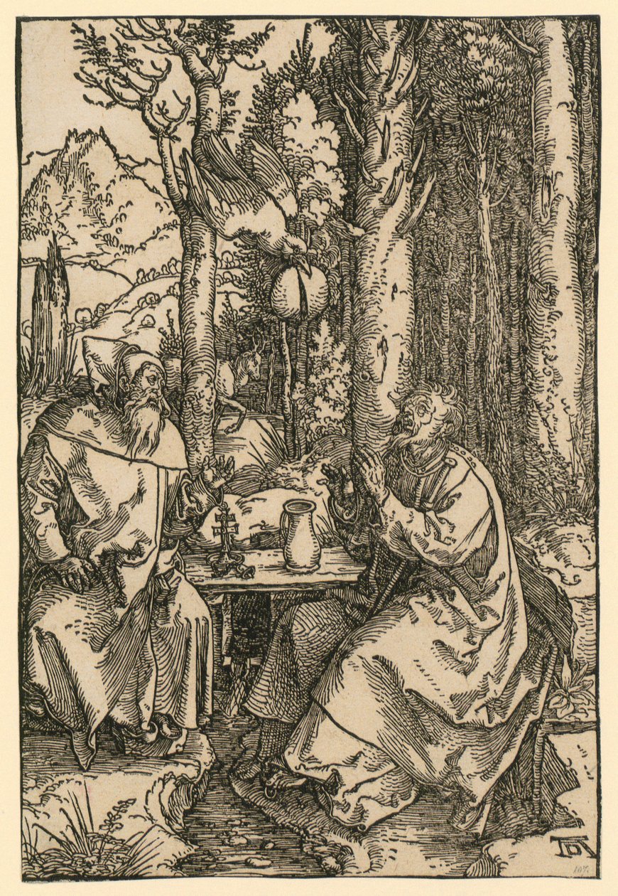 De heliga eremiterna Antonius och Paulus av Albrecht Dürer