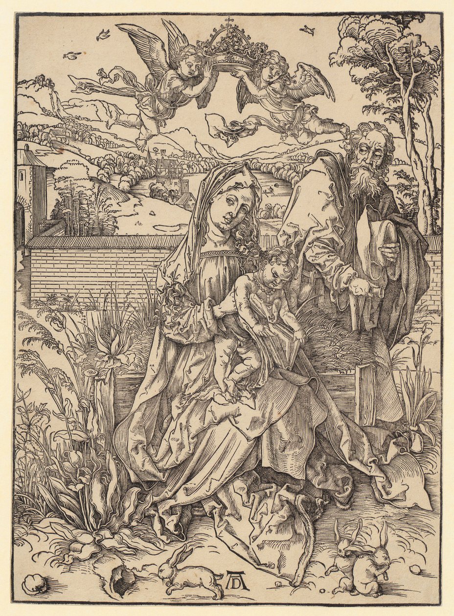 Heliga familjen med de tre hararna av Albrecht Dürer