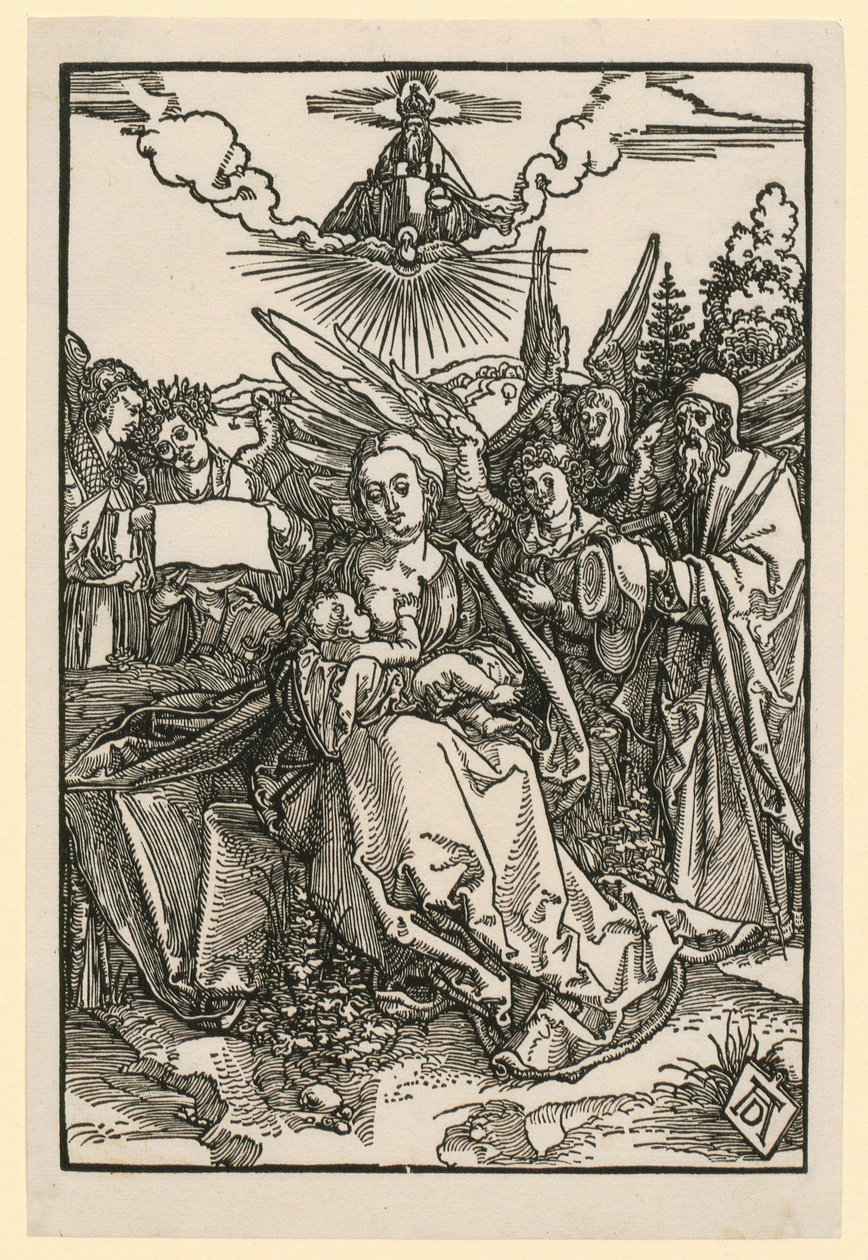 Den heliga familjen med fem änglar av Albrecht Dürer