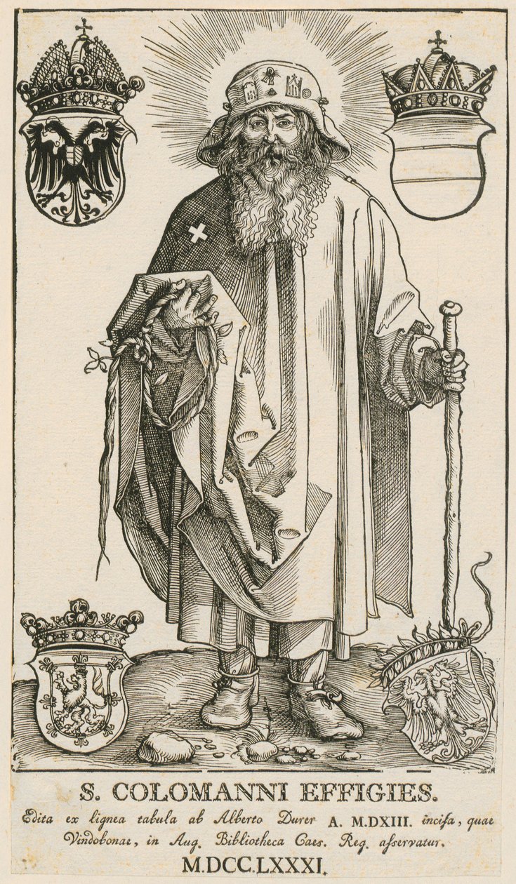 Heliga familjen med två musikspelande änglapojkar av Albrecht Dürer