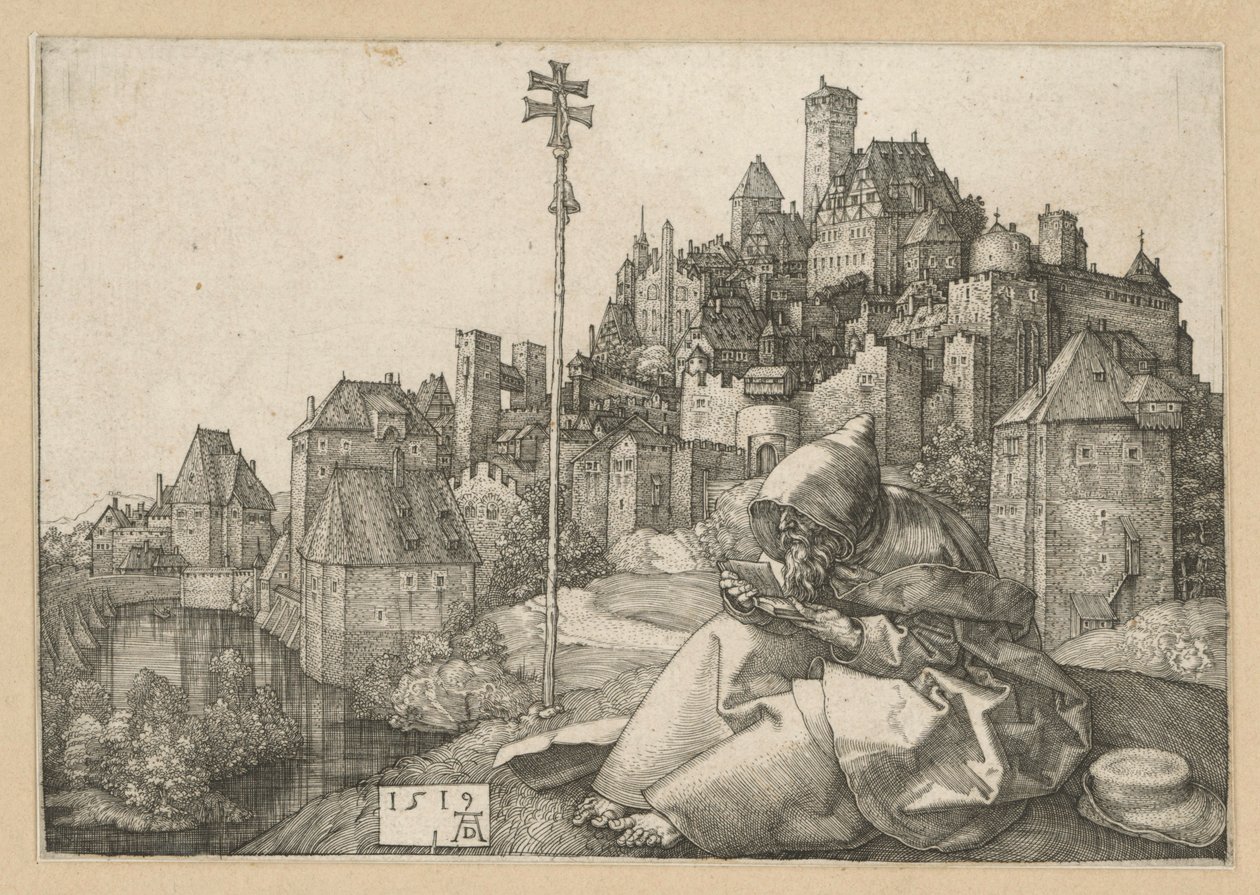 Sankt Antonius läsande av Albrecht Dürer