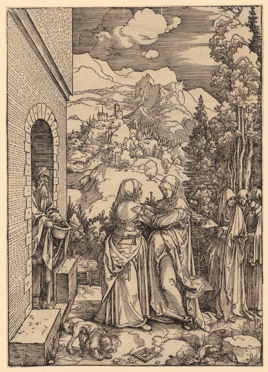 Besök, blad 9 i serien ”Marias liv” av Albrecht Dürer