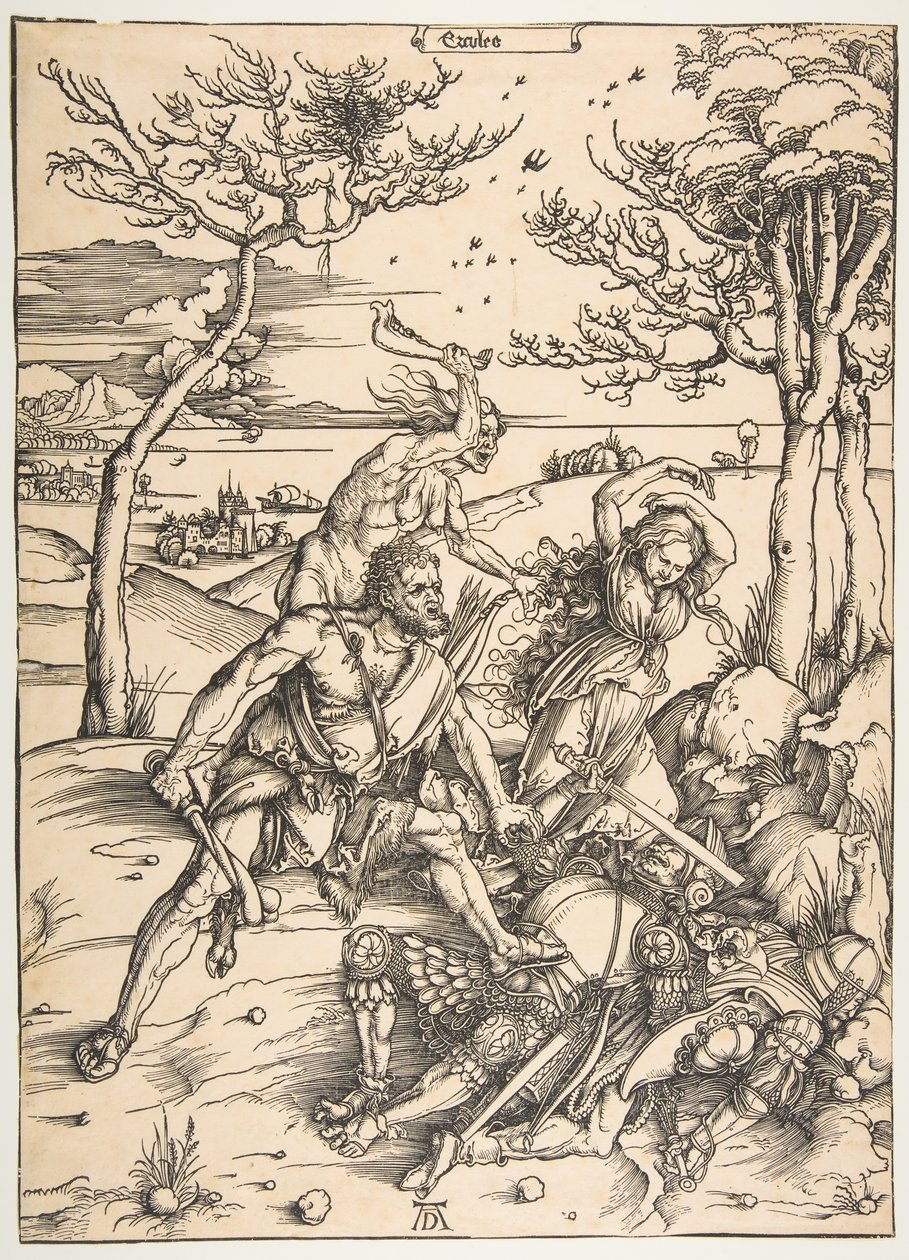 Hercules erövrar Molionide-tvillingarna.n.d. av Albrecht Dürer