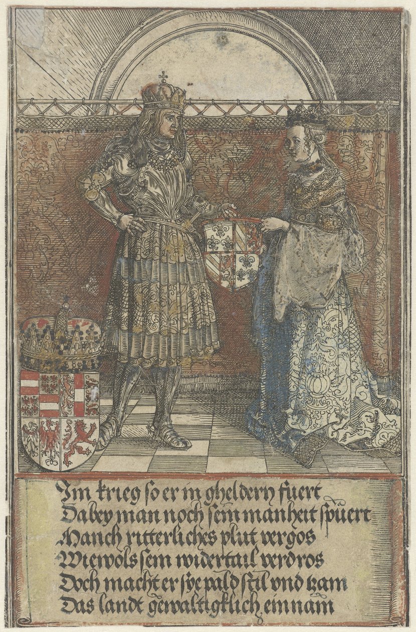Det burgundiska äktenskapet: Maximilian gifter sig med Maria av Burgund Kejsar Maximilian I:s triumfbåge (serietitel) av Albrecht Dürer