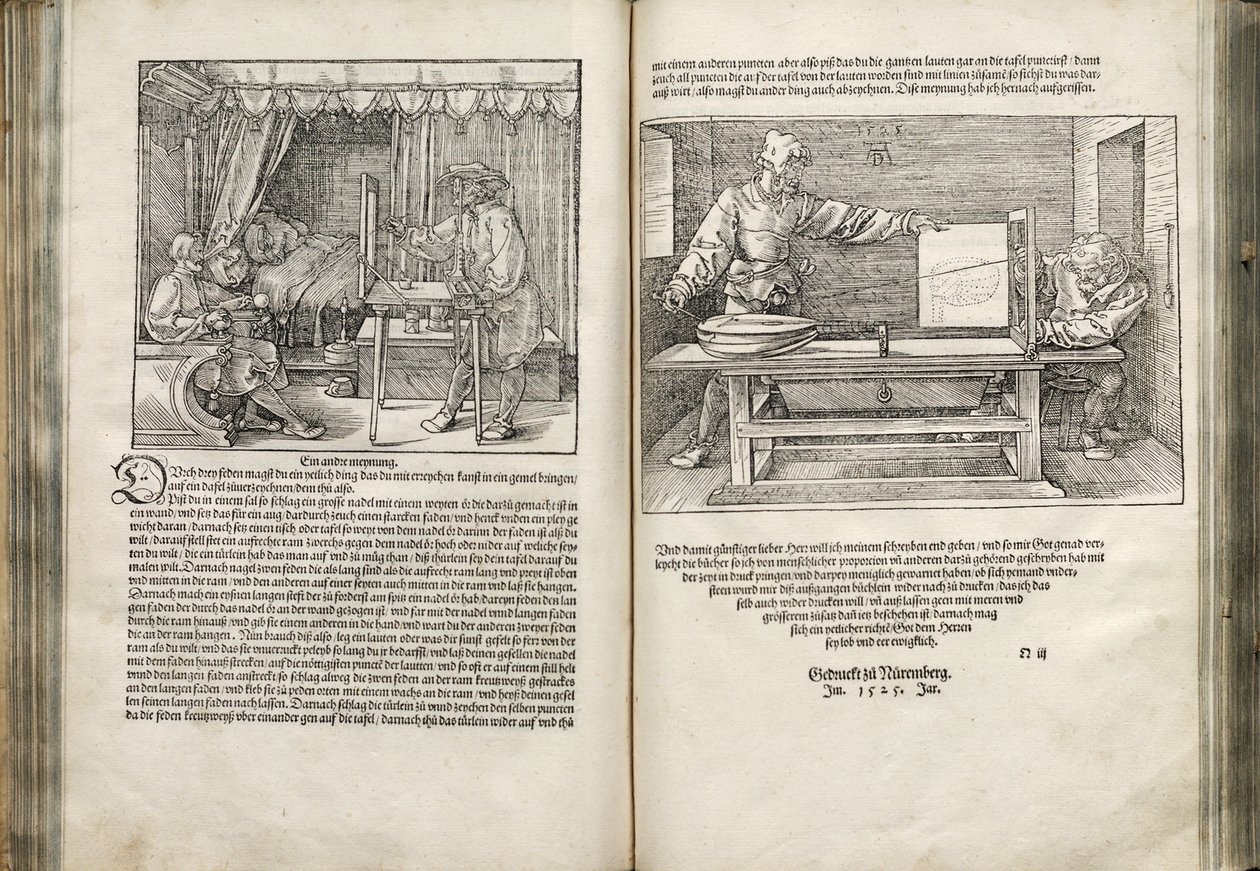 Illustration från de fyra böckerna om mänsklig proportion, 1528 av Albrecht Dürer