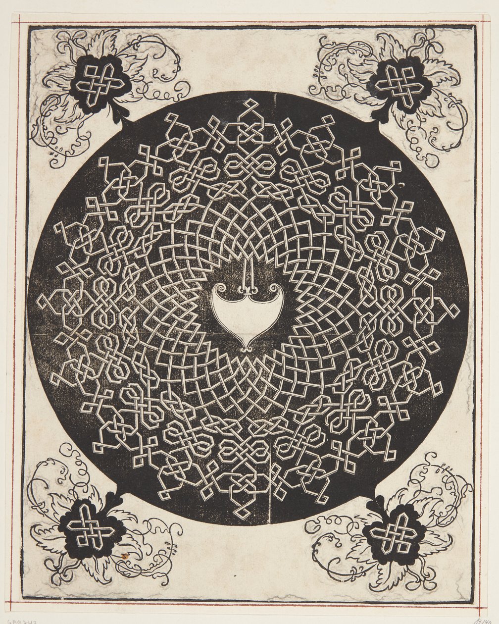 Interlaced sladdmönster med hjärtformad mitt av Albrecht Dürer