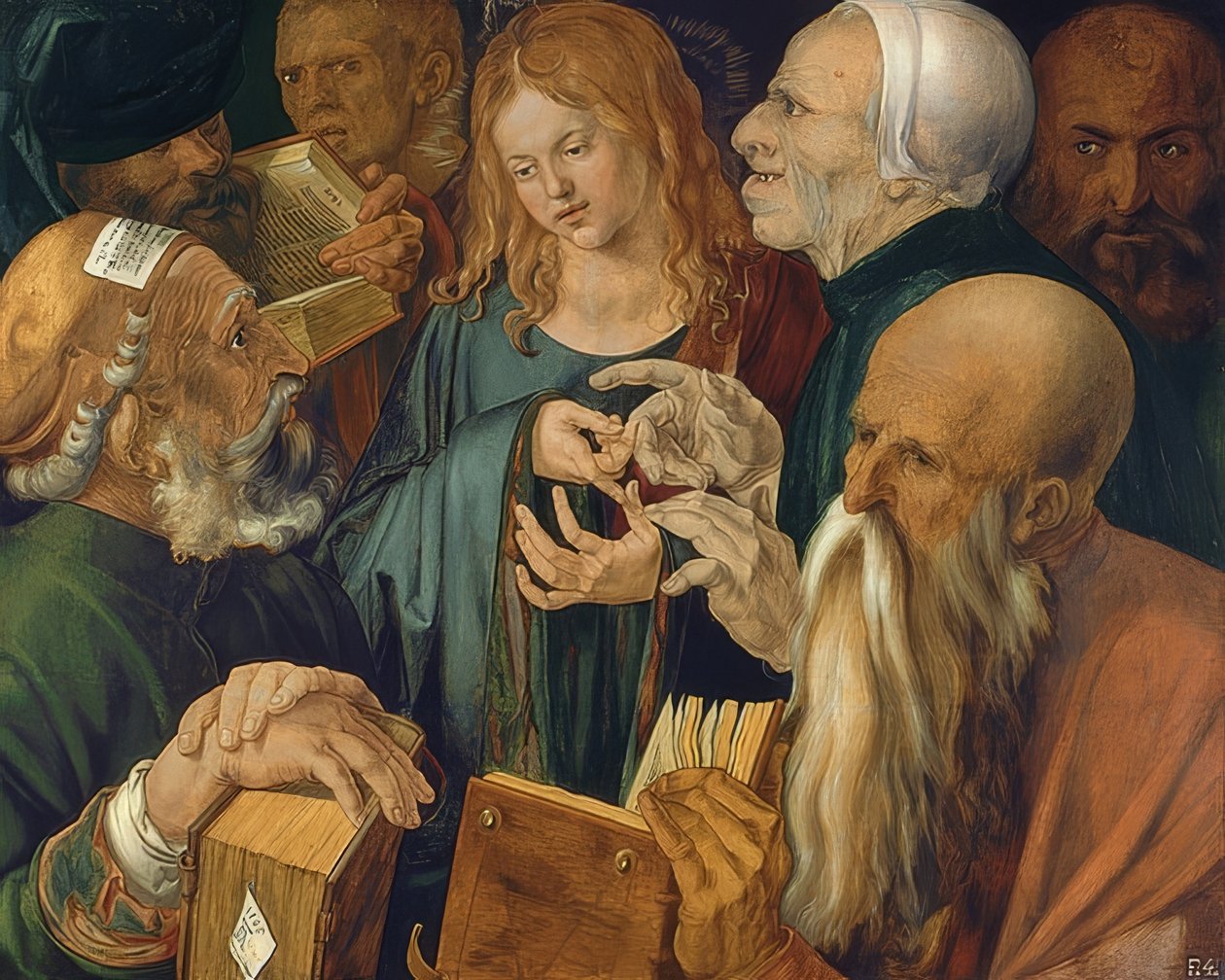 Jesus bland de skriftlärda. 1506 av Albrecht Dürer