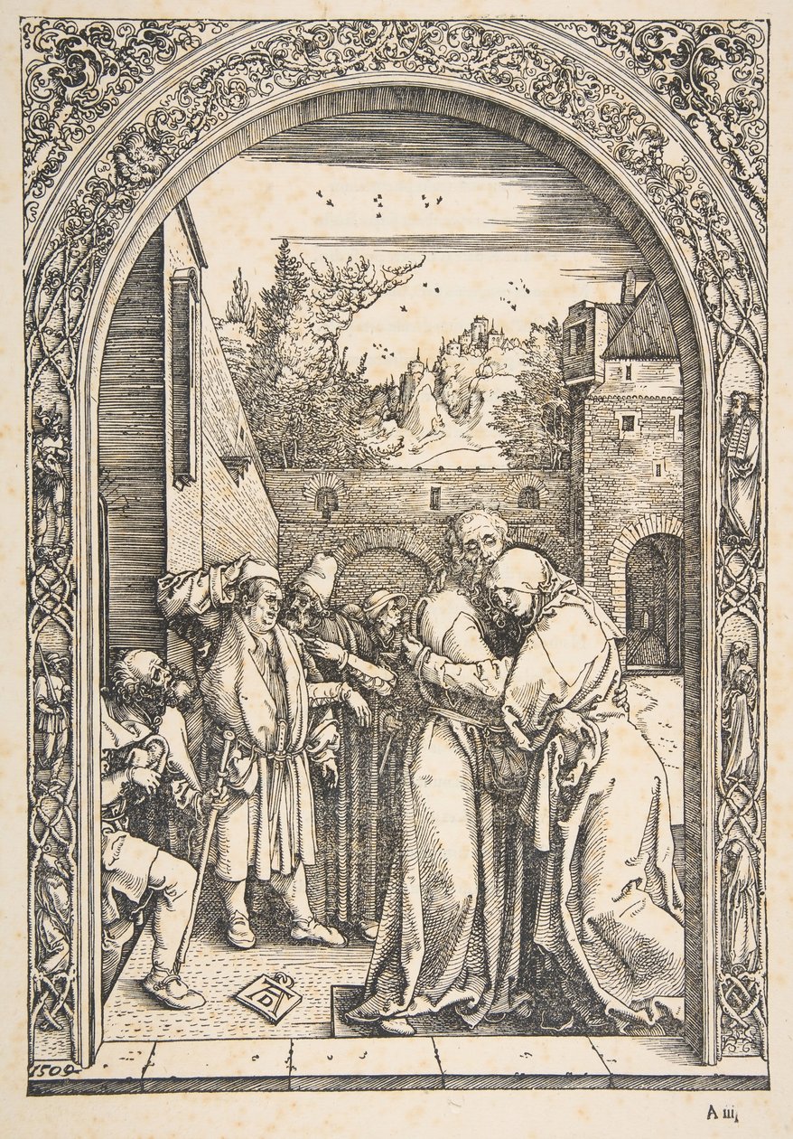 Joachim och Anna vid Gyllene porten, från Jungfruns liv, ca. 1504. av Albrecht Dürer