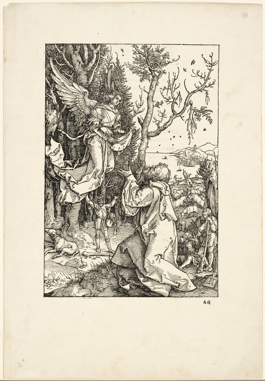 Joachim och ängeln, från Jungfruns liv av Albrecht Dürer