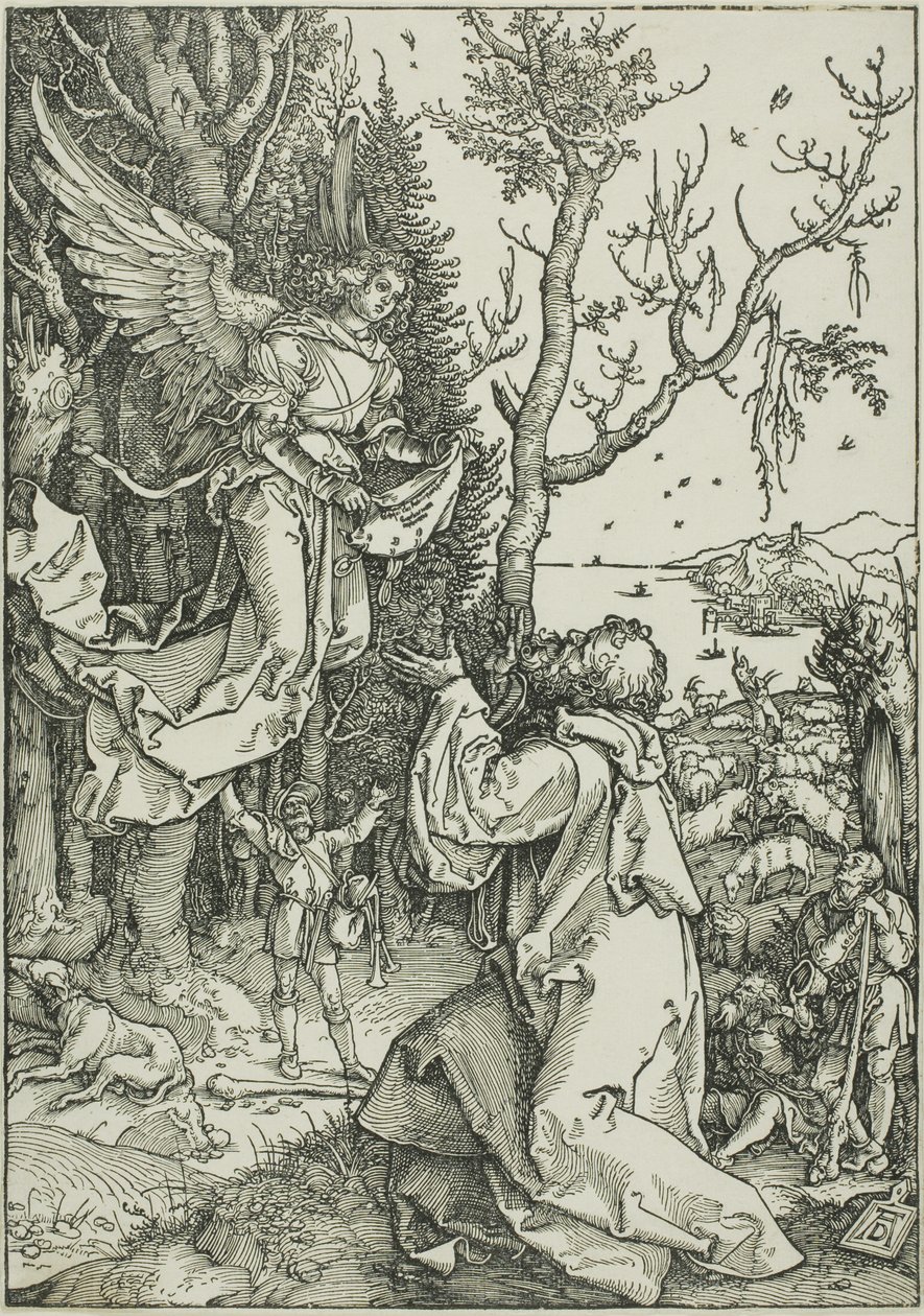 Joachim och ängeln, från Jungfruns liv av Albrecht Dürer