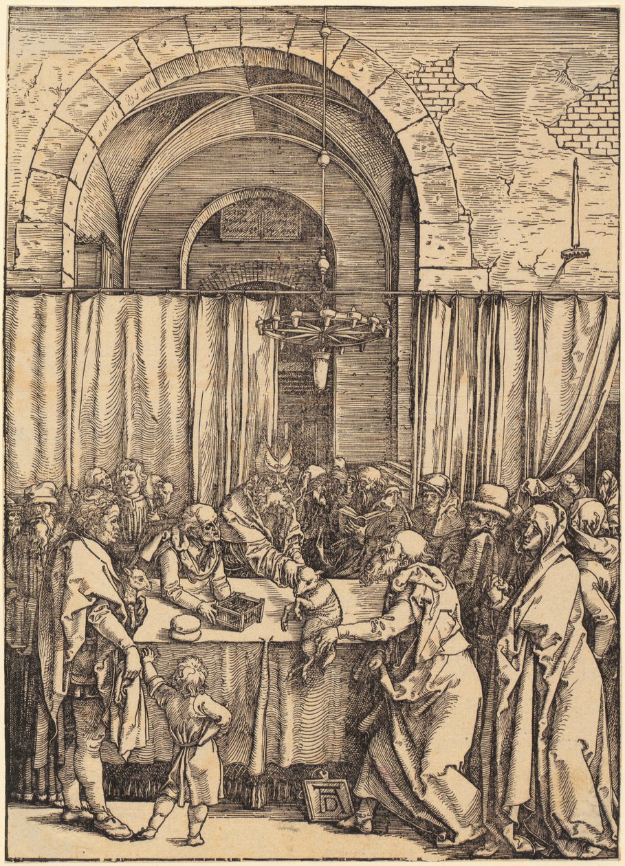 Joachims offer avvisas av översteprästen, blad 2 i avsnittet ”Marias liv” av Albrecht Dürer