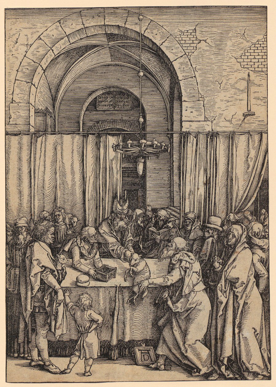 Joachims offer avvisas av översteprästen, blad 2 i avsnittet ”Mariens liv” av Albrecht Dürer