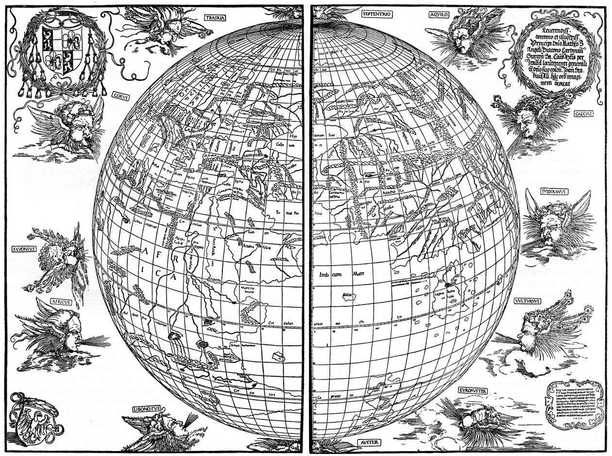 Johannes Stabius karta över världen, 1515, 1936 av Albrecht Dürer