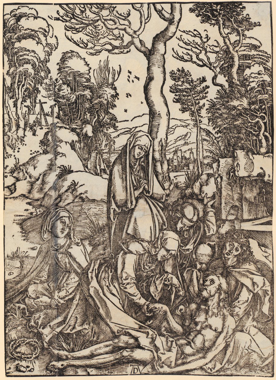 Johannes inför Gud Fadern och de äldste, figur II, blad 4 ur serien ”Apokalypsen” av Albrecht Dürer
