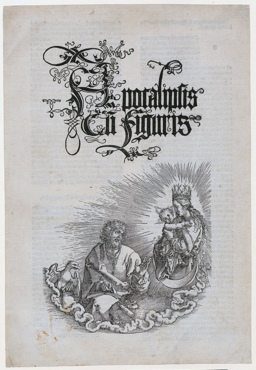 Jungfrun uppenbarar sig för Johannes, blad 1 i serien ”Uppenbarelseboken” av Albrecht Dürer