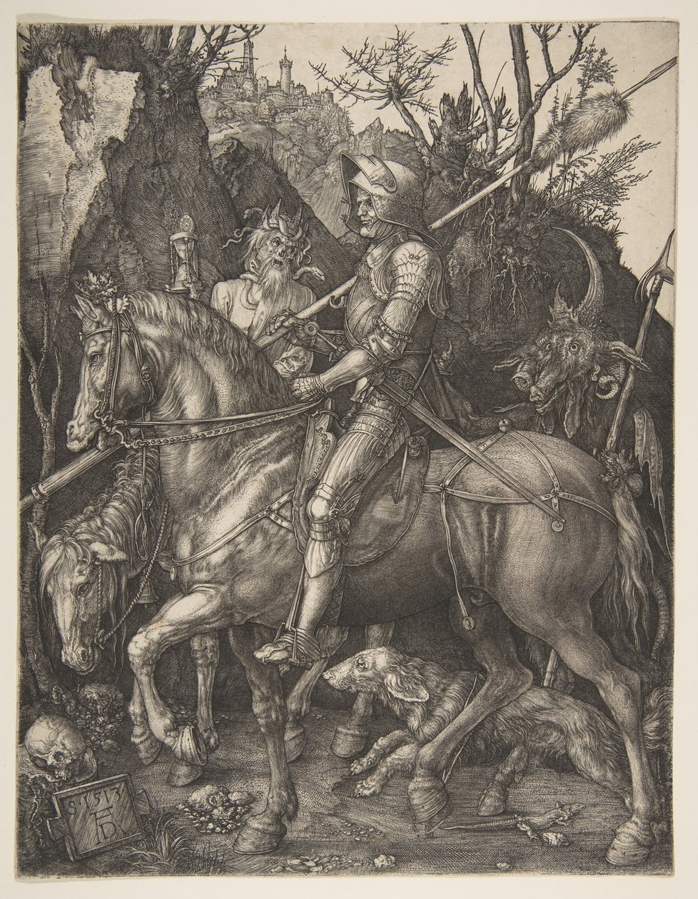 Riddare, döden och djävulen, 1513. av Albrecht Dürer